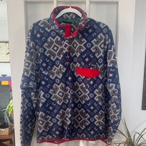 Patagonia Synchilla Snap-T Fleece Pullover – Men’s Large – Blue Geometric Print